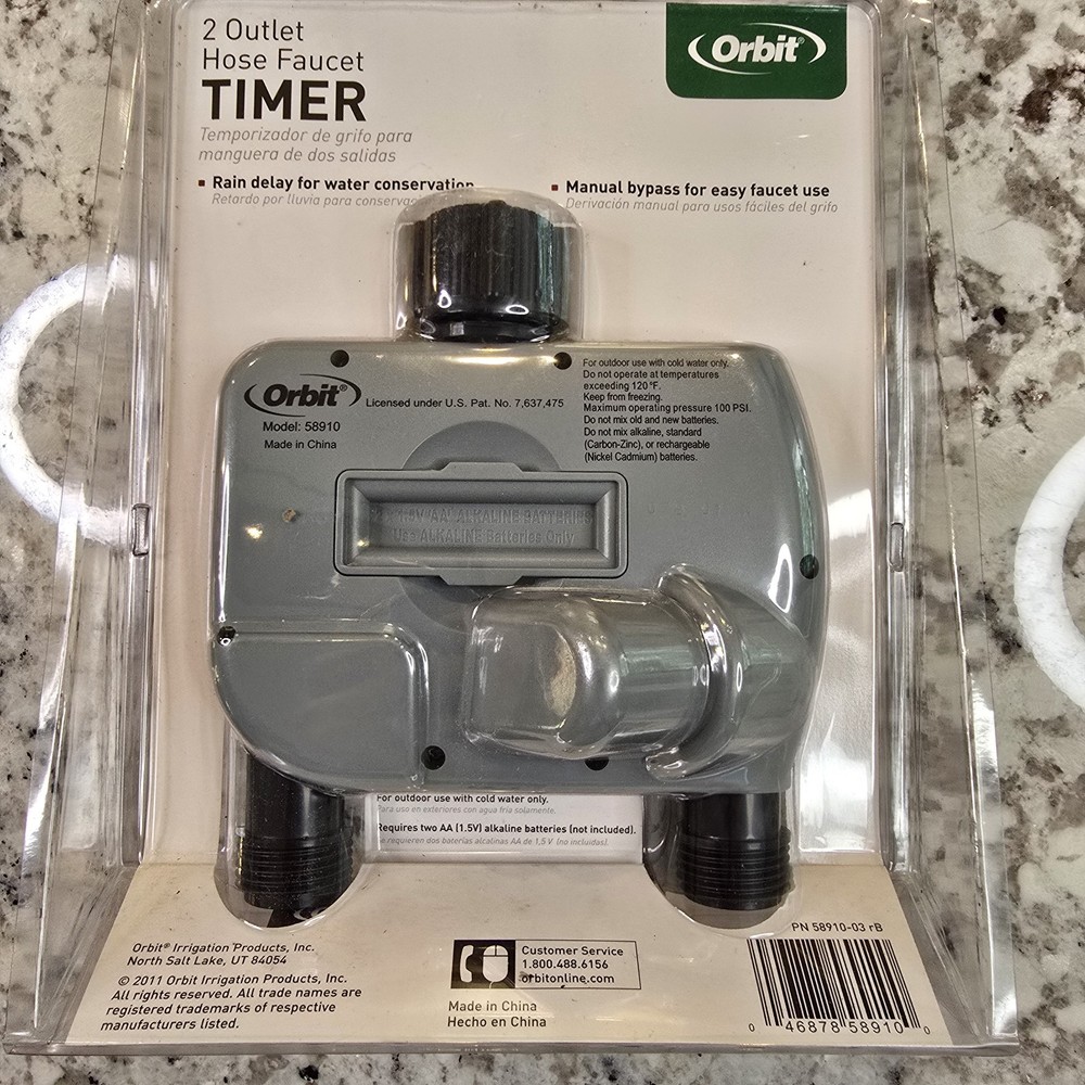 Orbit 2 Outlet Hose Faucet Timer Model 27133 Programmable Rain Delay ECO-Series