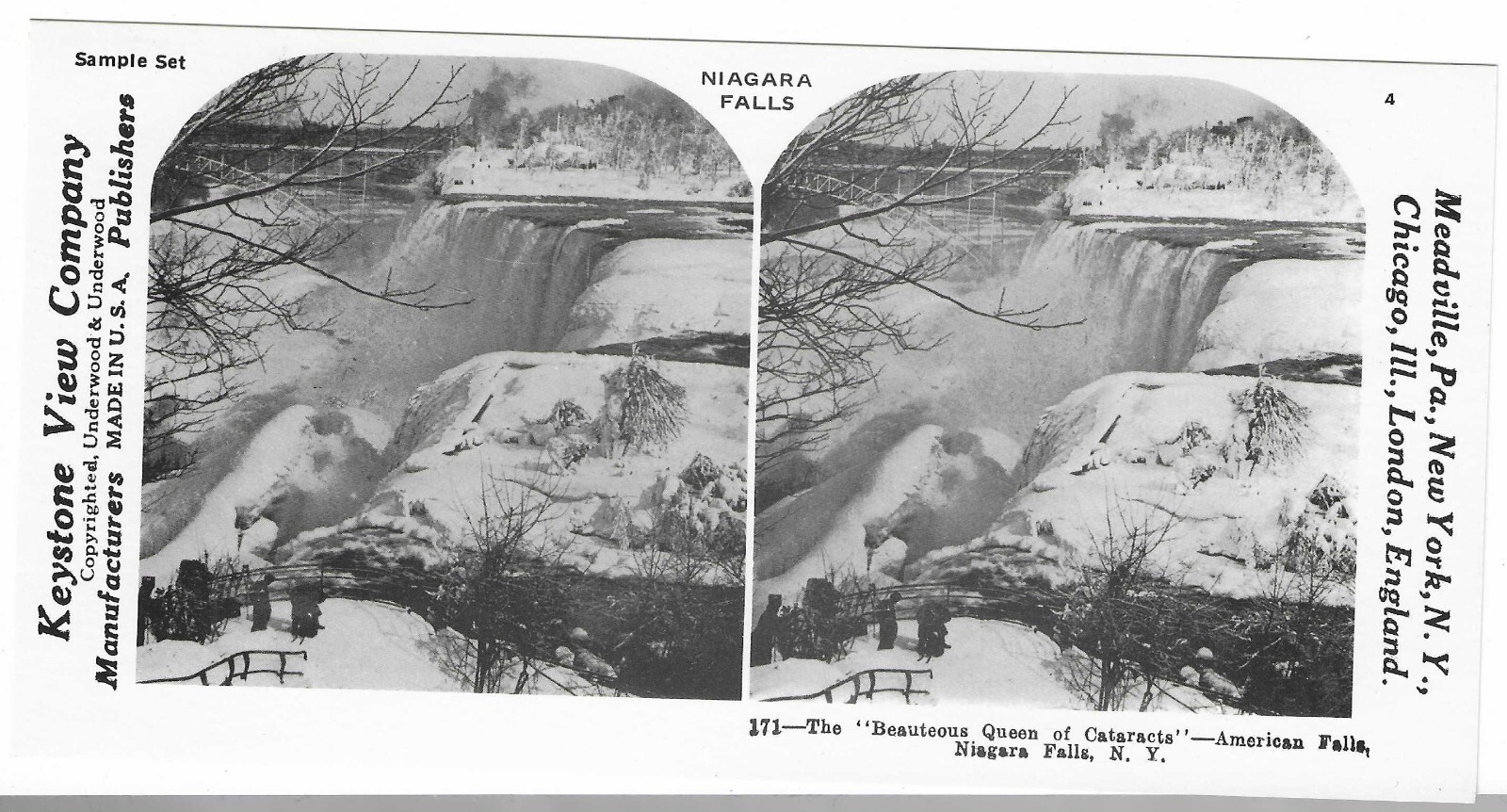 Queen of Cataracts, American Falls, Niagara, NY, 1978 Reproduction Stereoview