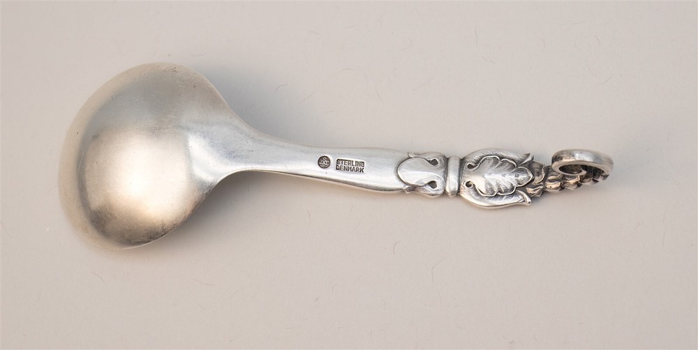 Danish Sterling Silver Sugar Spoon Coiled Curved Handle