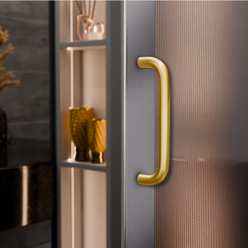 Brixwell Solid Pull Handle Brass 8" CTC Polished Brass Finish