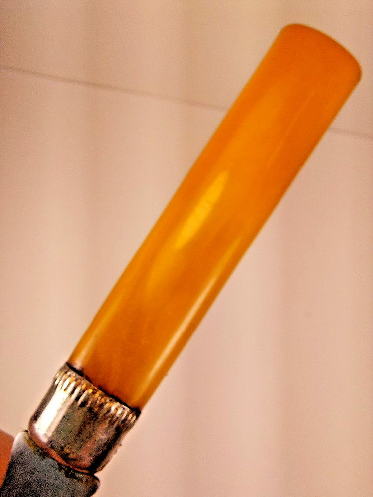 Bakelite Meat Fork /Serving Fork Vintage Butterscotch Handle 9.75 in