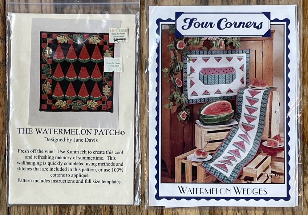 2 Watermelon Wall Hanging Quilt Patterns Four Corners Jukebox Jane Davis Unused