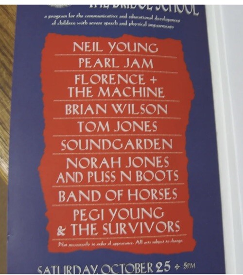 Neil Young Pearl Jam Bridge School Benefit Program 28th Annual 2014