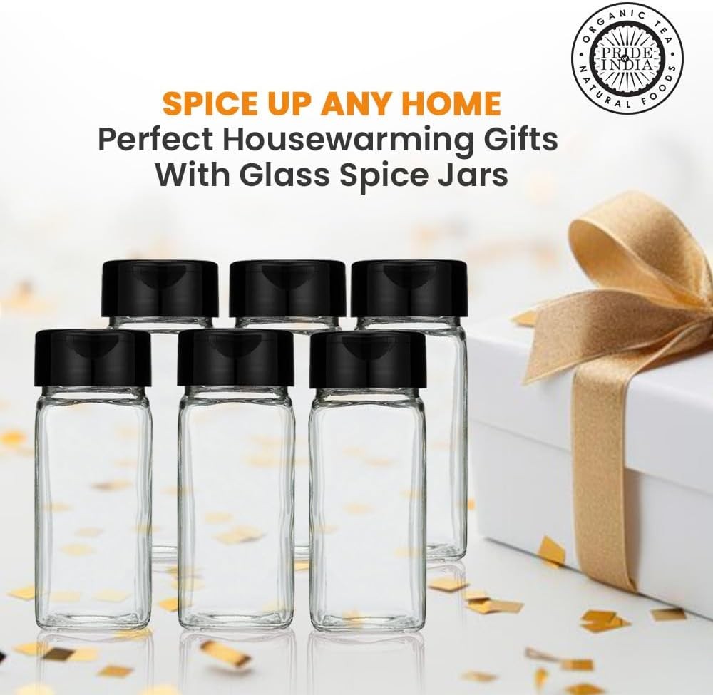 Small Clear Square Glass Spice Jar & Adjustable Grinder Cap Store & Grind Pepper