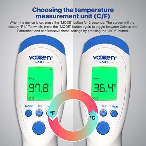 VAXXEN LABS NO TOUCH INFRARED FOREHEAD THERMOMETER