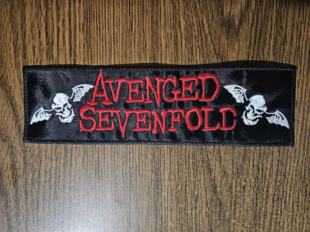 AVENGED SEVENFOLD, ,SEW ON BLACK  BORDER  EMBROIDERED STRIP PATCH