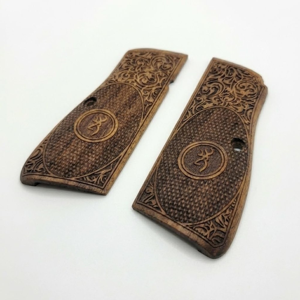 Browning High-Power Walnut Grips Oval Checkered Scroll fits P35 MC Frames