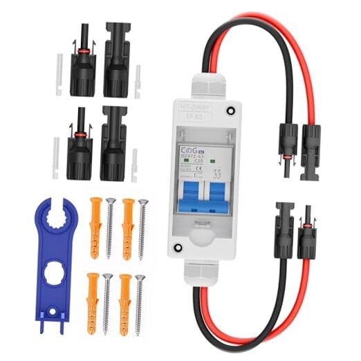 Solar Panel Disconnect Switch,  20 Amp DC 500V Breaker Box PV DC500V 20A
