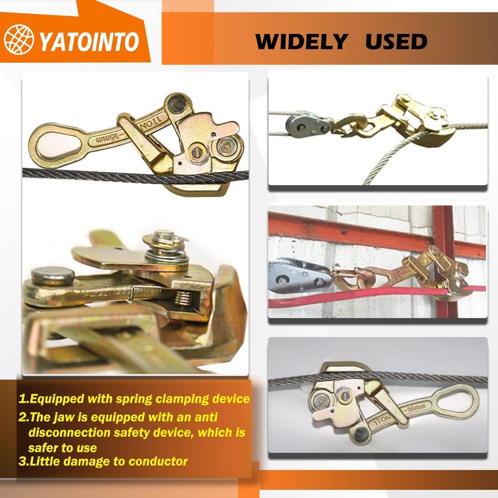 2200lb Cable Grip Steel Wire Puller 1 Ton