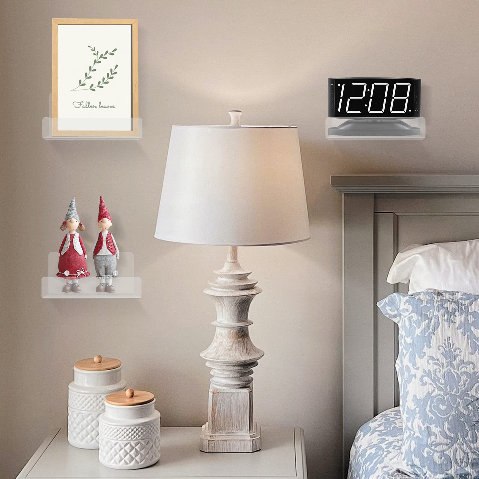 3 Pack Acrylic Small Floating Shelf for Wall Storage,4'' Clear Mini Adhesive She