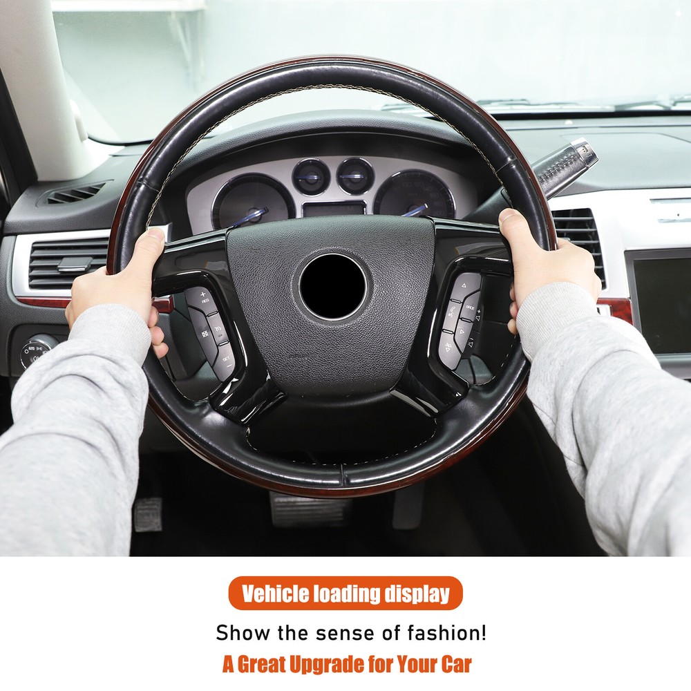 ABS Gloss Black Steering Wheel Button Frame Cover For Cadillac Escalade 2007-14