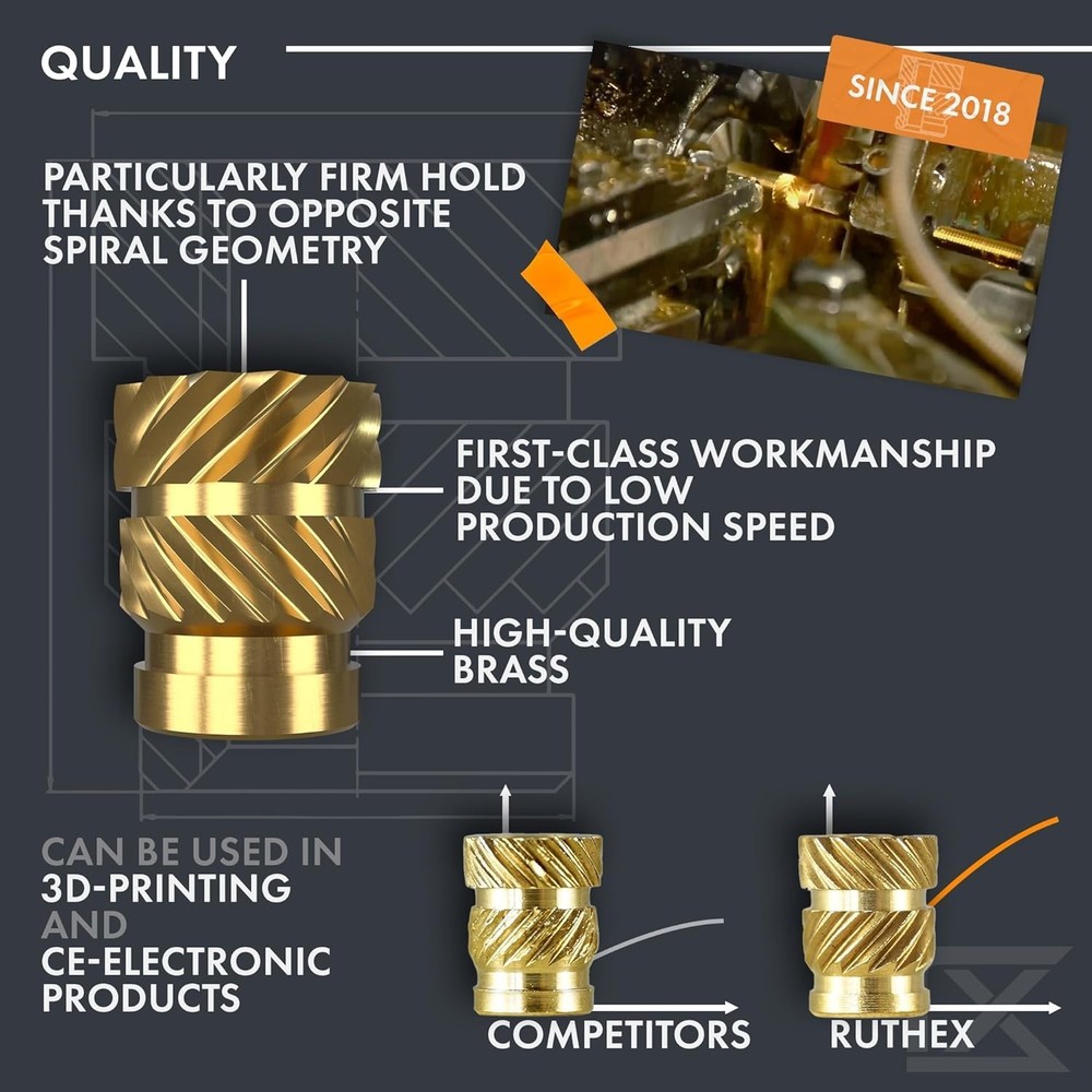 3/8"-16 Threaded Inserts: 15 Brass Nuts for Stable Heat Embedding in Plastics