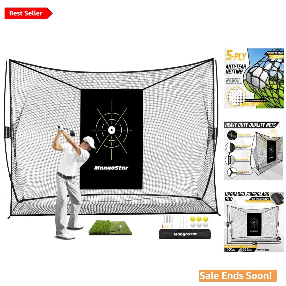 Complete Golf Hitting Kit: 10x7ft Net, Mat, Tees & Balls for Ultimate Practice