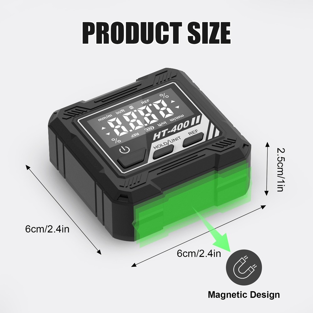 1-Digital Angle Finder Protractor Backlight Display Magnetic Base 0-360°
