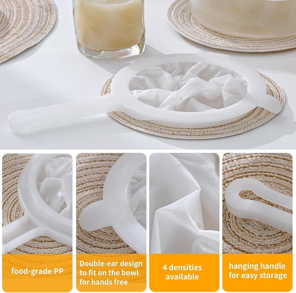 Premium Multi-Mesh Strainer Set, 4 Pack - 100/200/300/400 Mesh, Nylon & Plastic