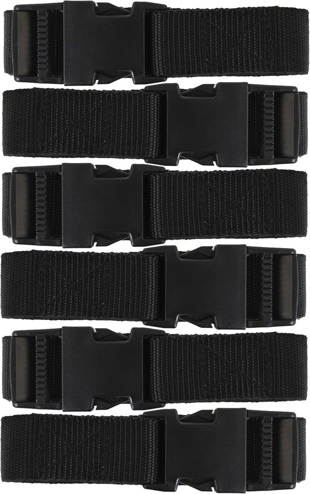 Utility Strap with Quick-Release Buckle, Black, 6-Pack, Black 72-Inch