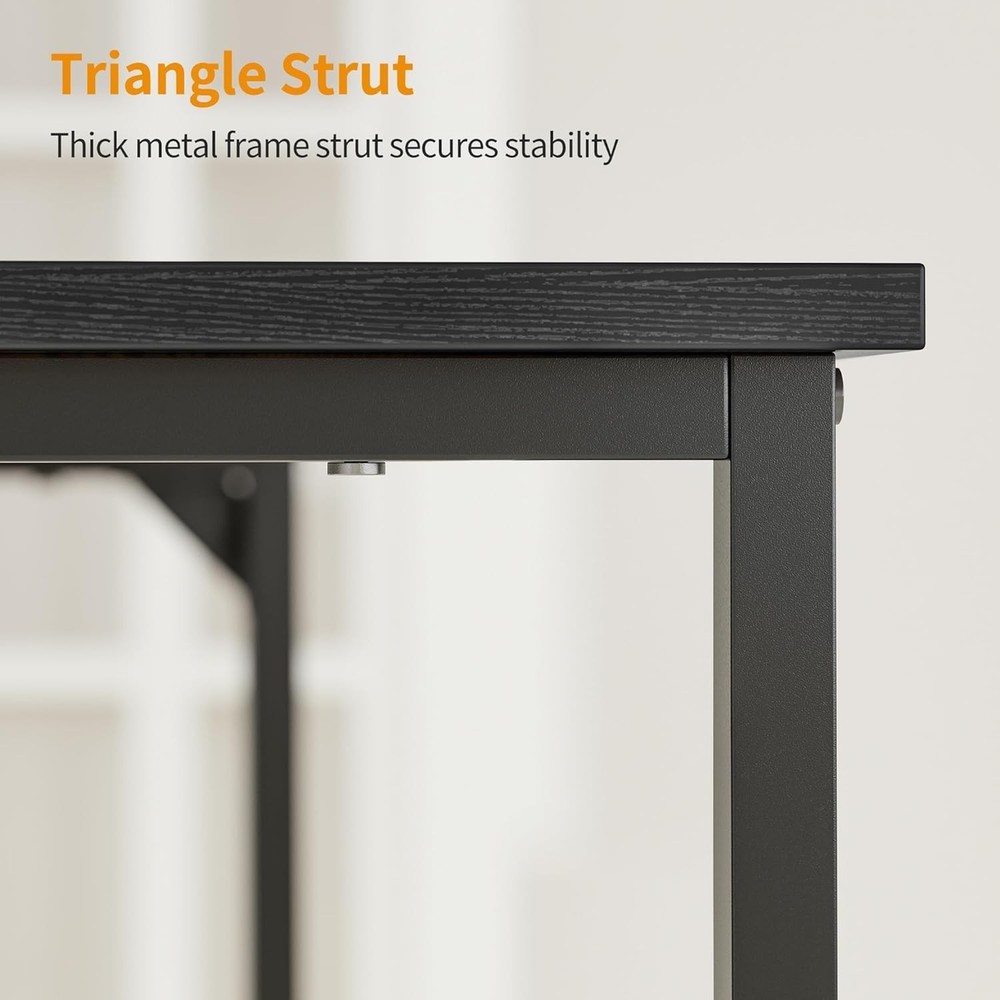 Computer Desk 47 Inch Black Ergonomic Table for Office Home Bedroom Work Study