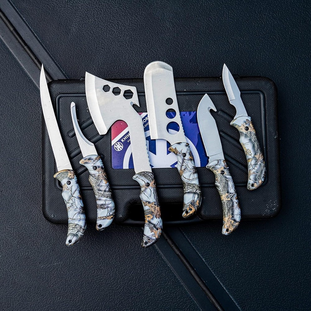 Hunting Deer Knife Set Field Dressing Kit Portable Butcher Game Processor Set...