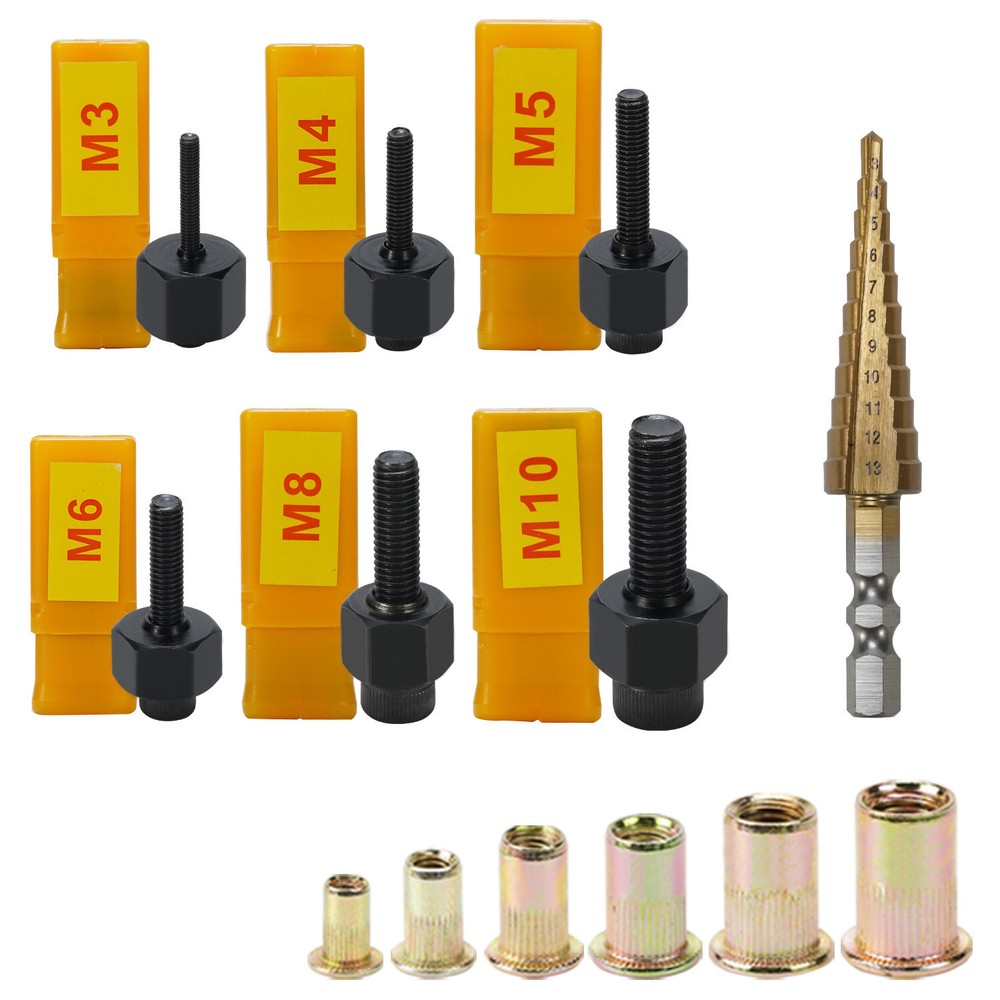 Hand Rivet Nut Gun,Head Nuts Simple Installation Manual Riveter Rivnut Tool Kit