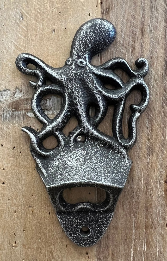 Octopus Cast Iron Mounted Bottle Opener 6" x 3.5"