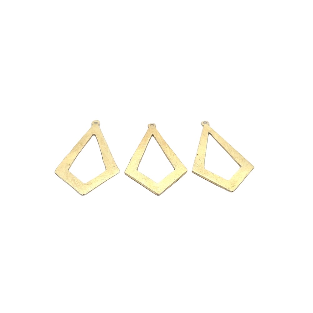 Gold Finish & Silver Plated Brushed Diamond Shaped Pendant (50 × 24 mm)