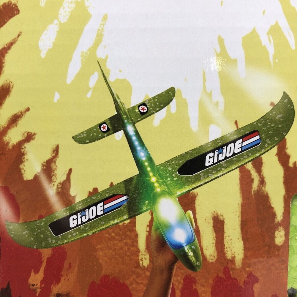 GI JOE Plane Soaring Light Up Glider 19" Wing Span Sturdy Foam Green NEW in Box