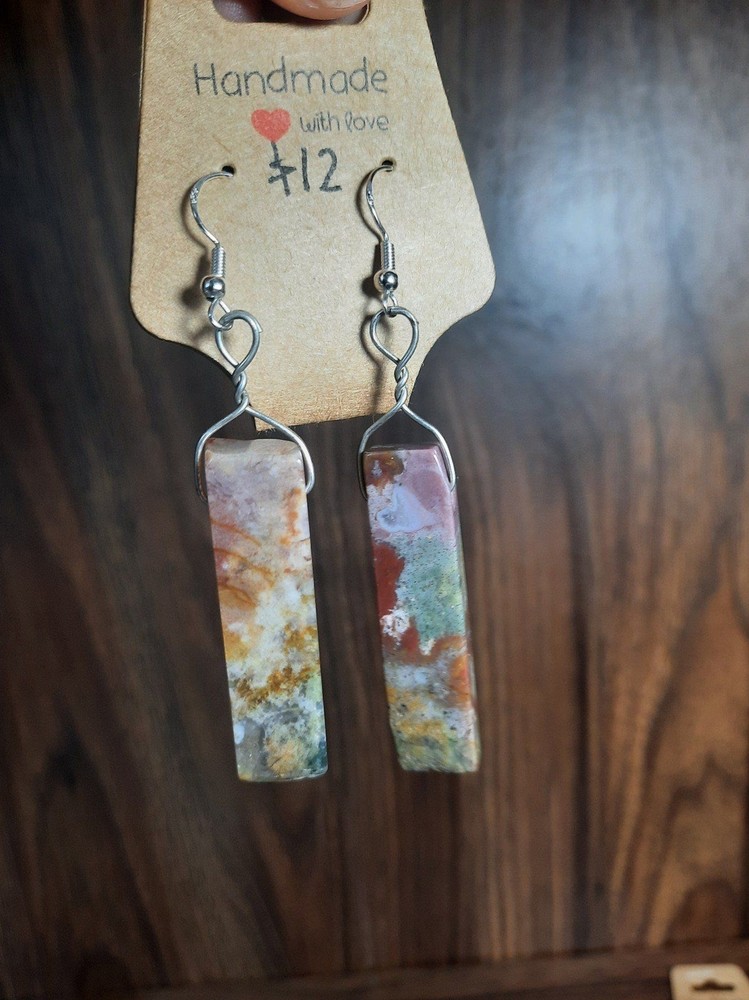 Handmade Indian agate earrings s925