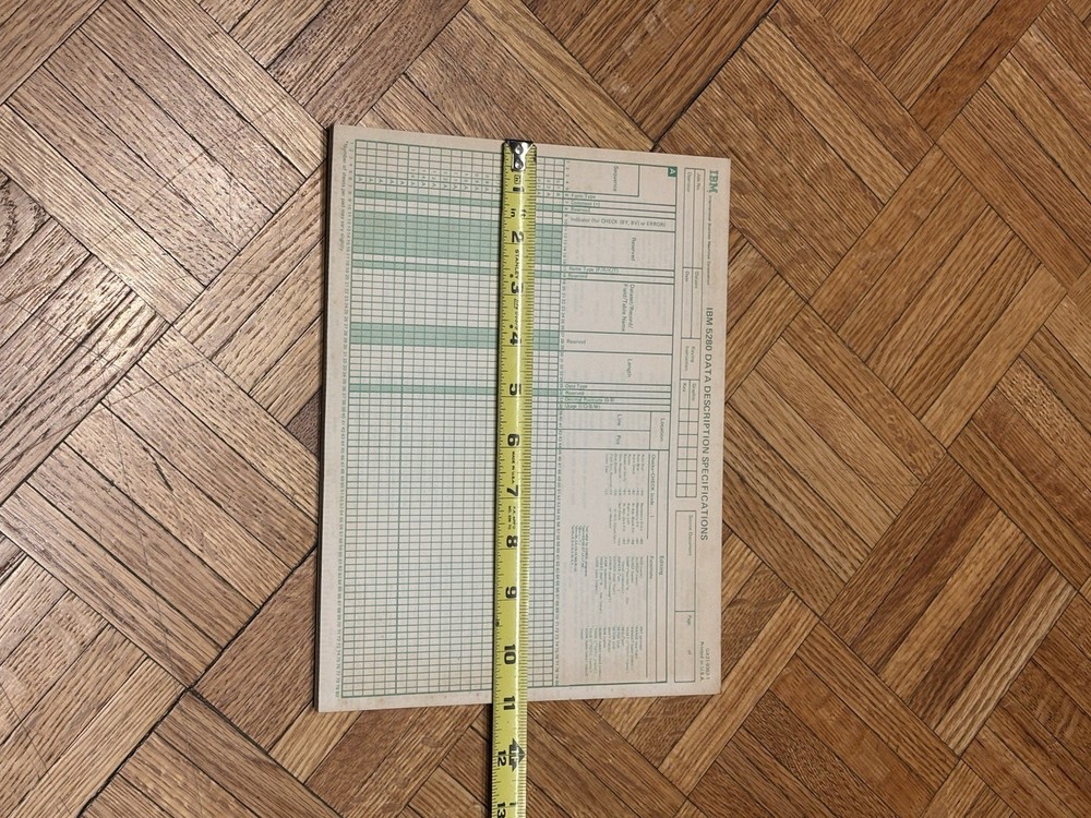 Vintage IBM 5280 Data Description Specification Sheets - UNUSED BOOK