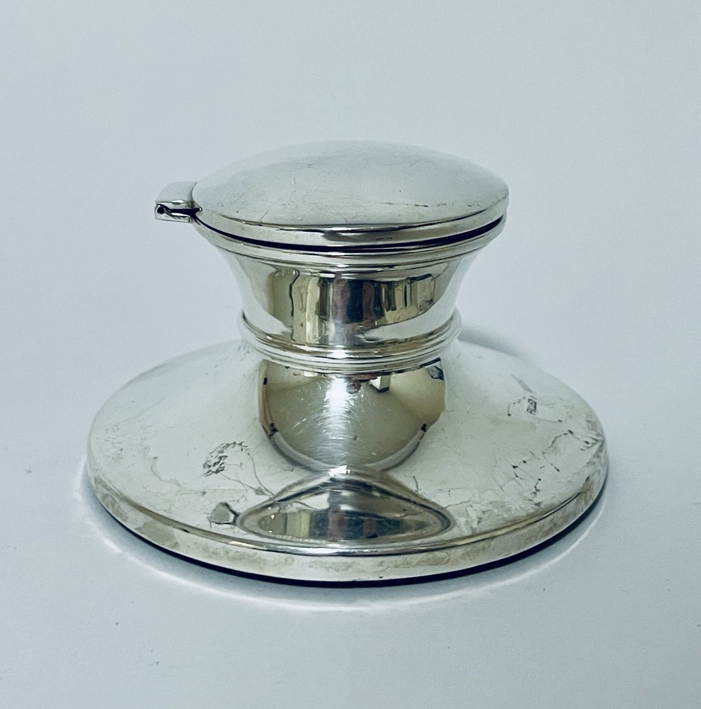 Solid Sterling Silver Capstan Inkwell with Liner