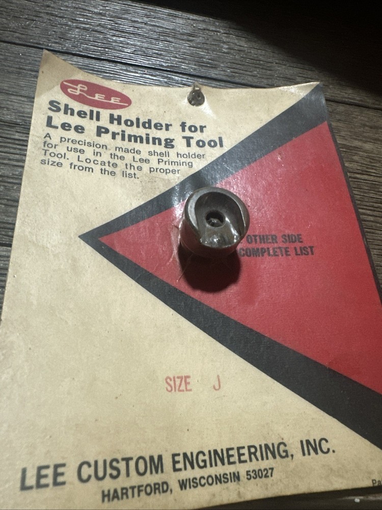Shell Holder for LEE Priming Tool Size J Screw-in Type NOS Sealed Package