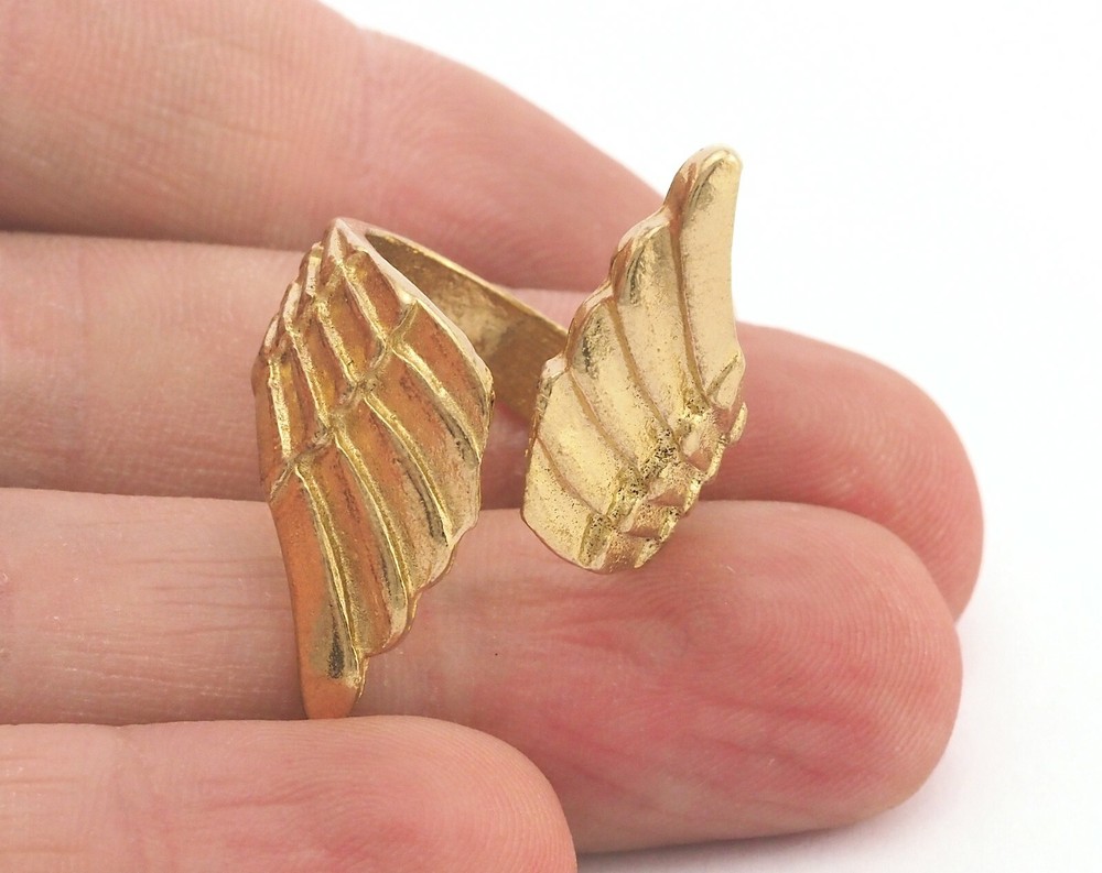 Wings Adjustable Ring Raw brass (18mm 8US inner size - Adjustable ) Oz3687