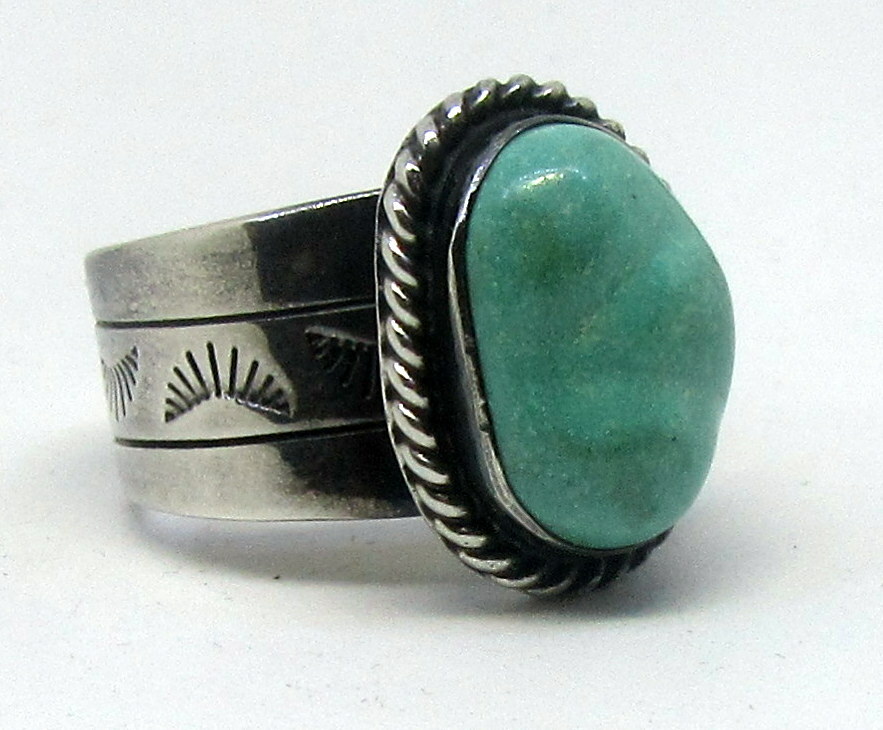 Silk Road Turquoise and Sterling Silver Ring. Size 8