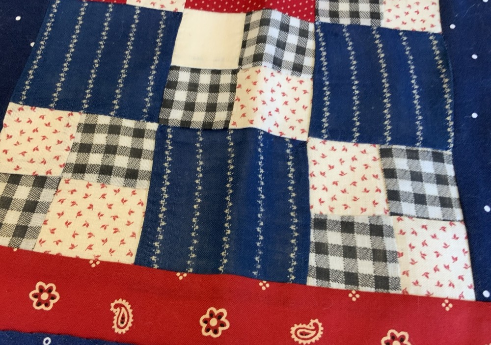 Vintage Antique Patchwork Quilt Table Topper Or Wall Hanging, Nine Patch, Multi