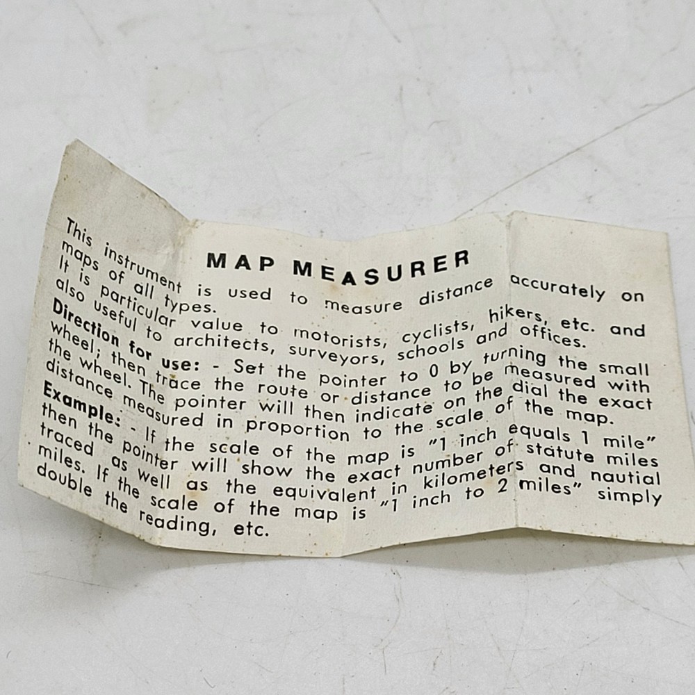 Scope Map Measurer & Magnetic Compass w/Leather Pouch & Instructions, Germany