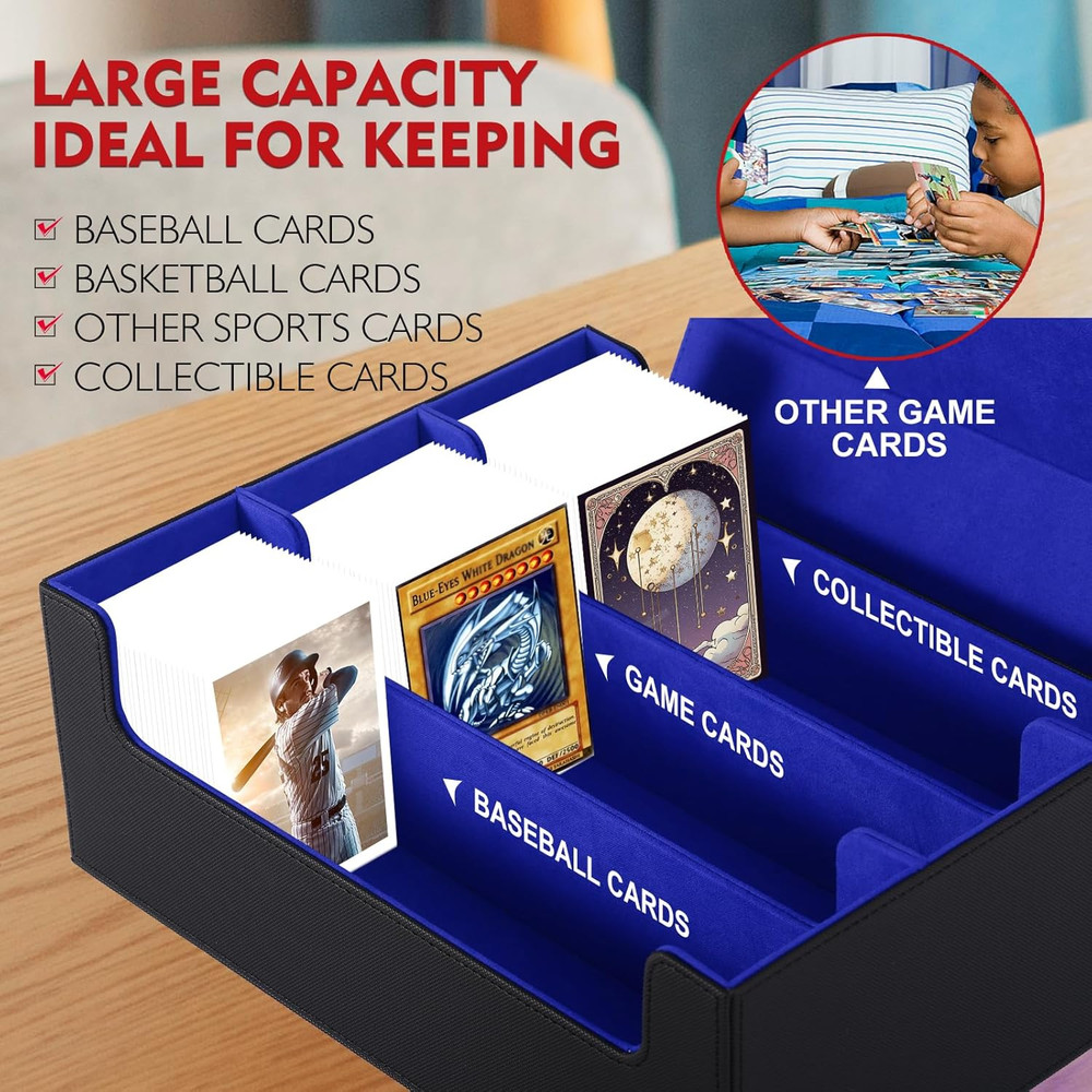 1800+ Card Deck Case – PU Leather MTG Storage Box Microfiber Lined Yugioh Struct