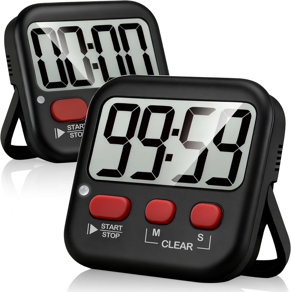 Antonki 2 Pack Digital Kitchen Timer Magnetic Countdown Kids Cooking Study Clock