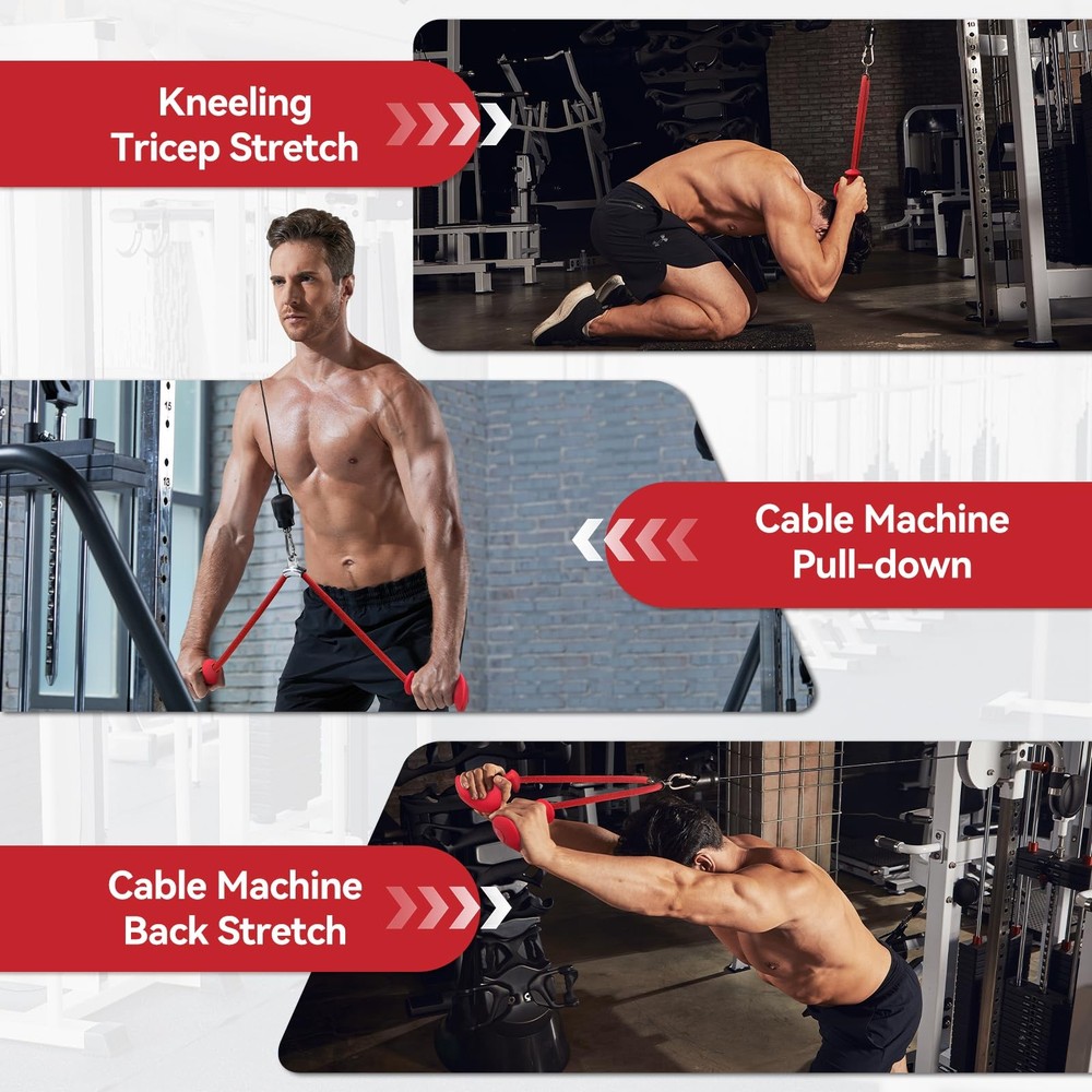 Tricep Rope Attachment for Cable Machine - 36-Inch Ergonomic Pulldown Tool