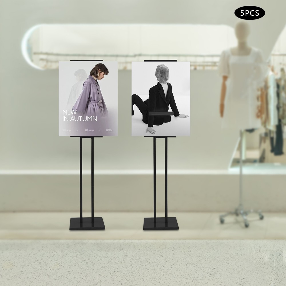 5 Pcs Poster Display Frame, Adjustable Floor Poster Frame, Sign Stand Black