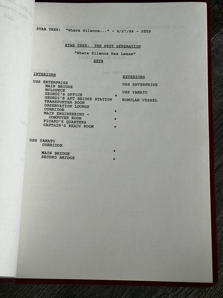 STAR TREK Script The Next Generation Where Silence Has Lease Revised Final Draft