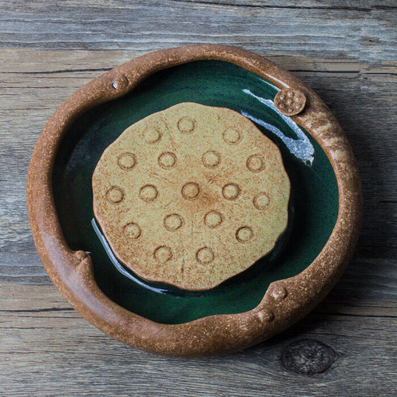 7" Handmade Pottery Holder Tea Pot Creative Tea Plate Crude Pottery Pot Holder