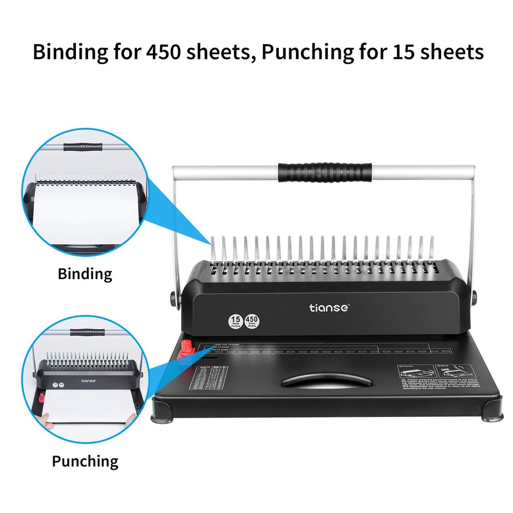 Binding Machines, 21-Holes, 450 Sheets, Comb Bind Machine Book Maker with 100...