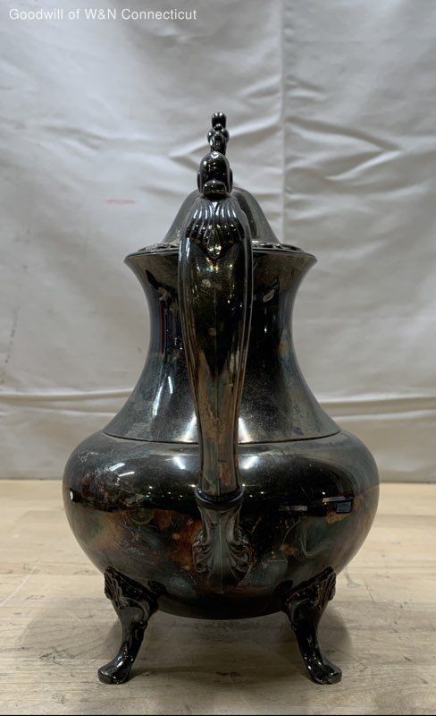 E.G. Webster & Son Silver Plate Coffee Pot Footed Victorian Style 11.5" H