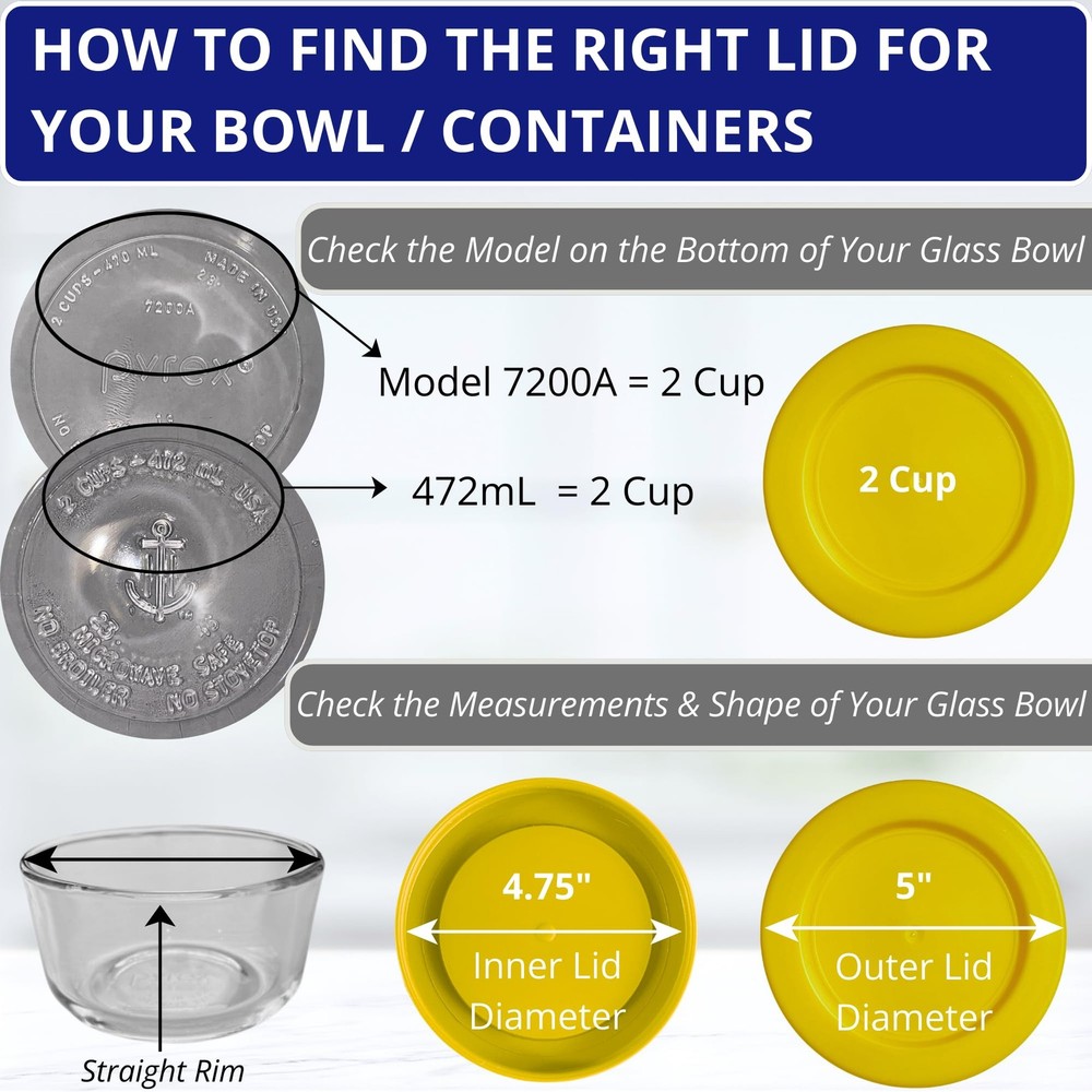 KlareWare Replacement Lids for - 2 Cup Storage Bowl Covers, BPA Free Plastic ...