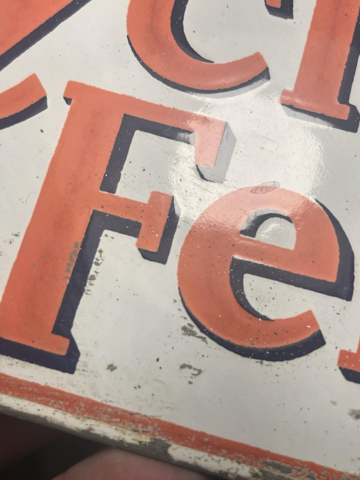 USS CYCLONE FENCE Porcelain Sign FRESNO, CALIF. -RARE!