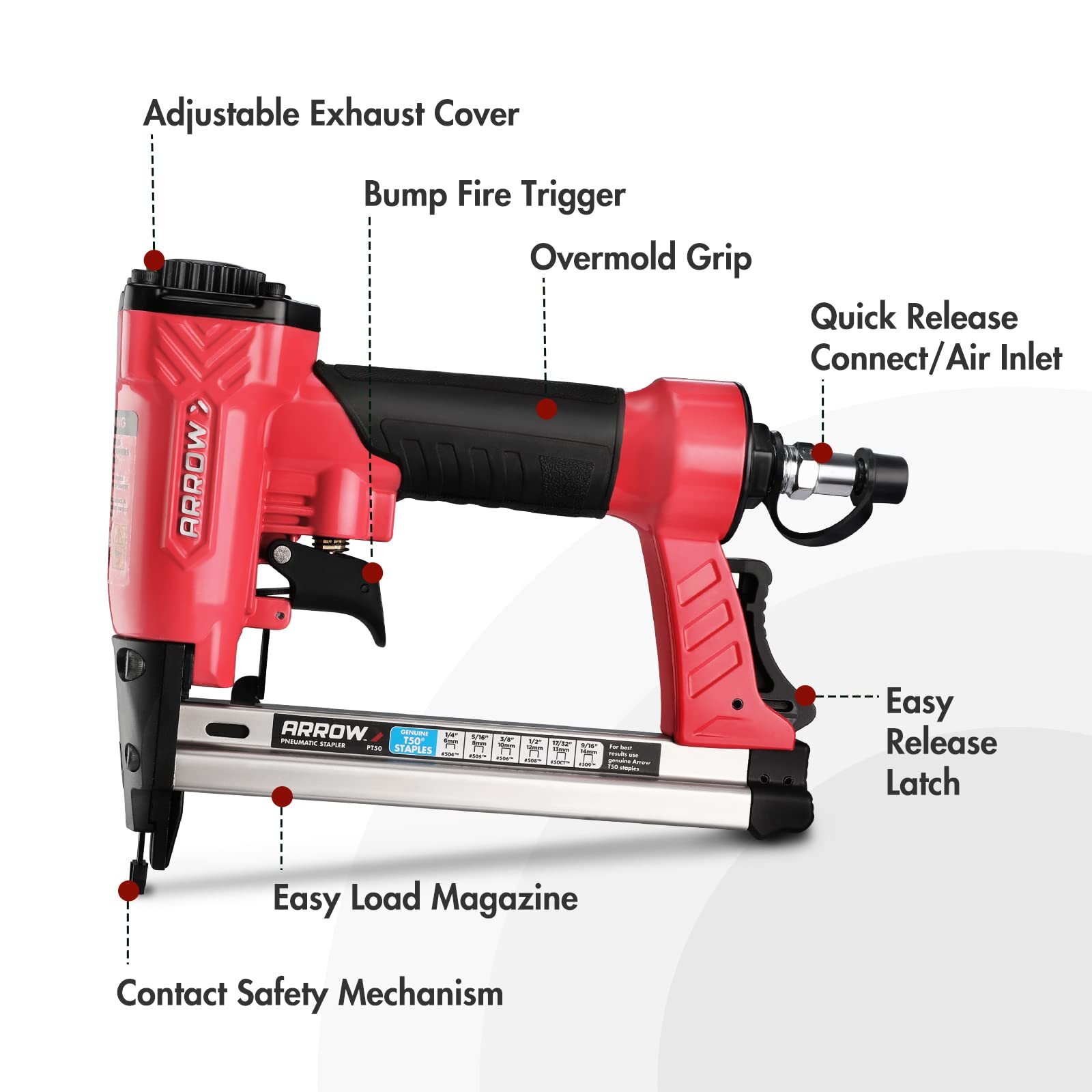 Arrow Pneumatic Staple Gun Oil-Free Upholstery Stapler with 3750 Pieces For DIY