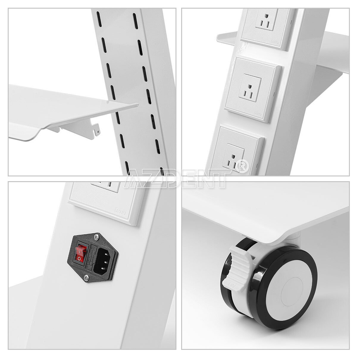 dental Carrito móvil con enchufe incorporado carrito médico con ruedas gemelas