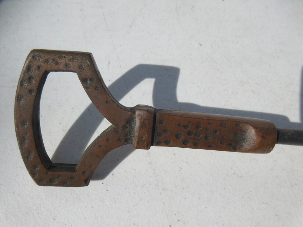 Large Vintage Fireplace Fire Poker Tool Bronze Handle