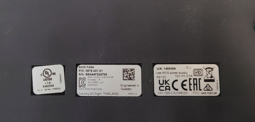 Axis FA54 Main Unit P/N: 0878-004