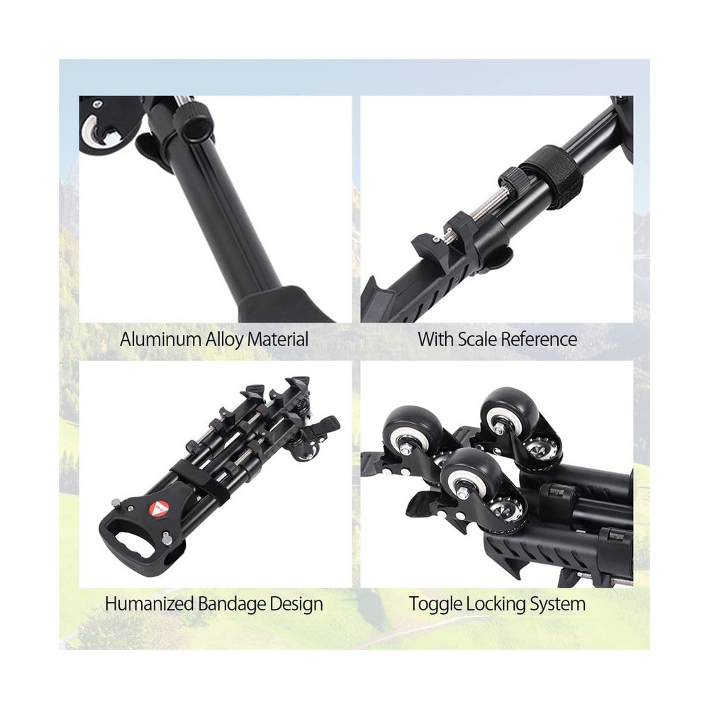 VX-600 Foldable Tripod Dolly with 3 Locking Track Wheels Pulley,Adjustable Le...