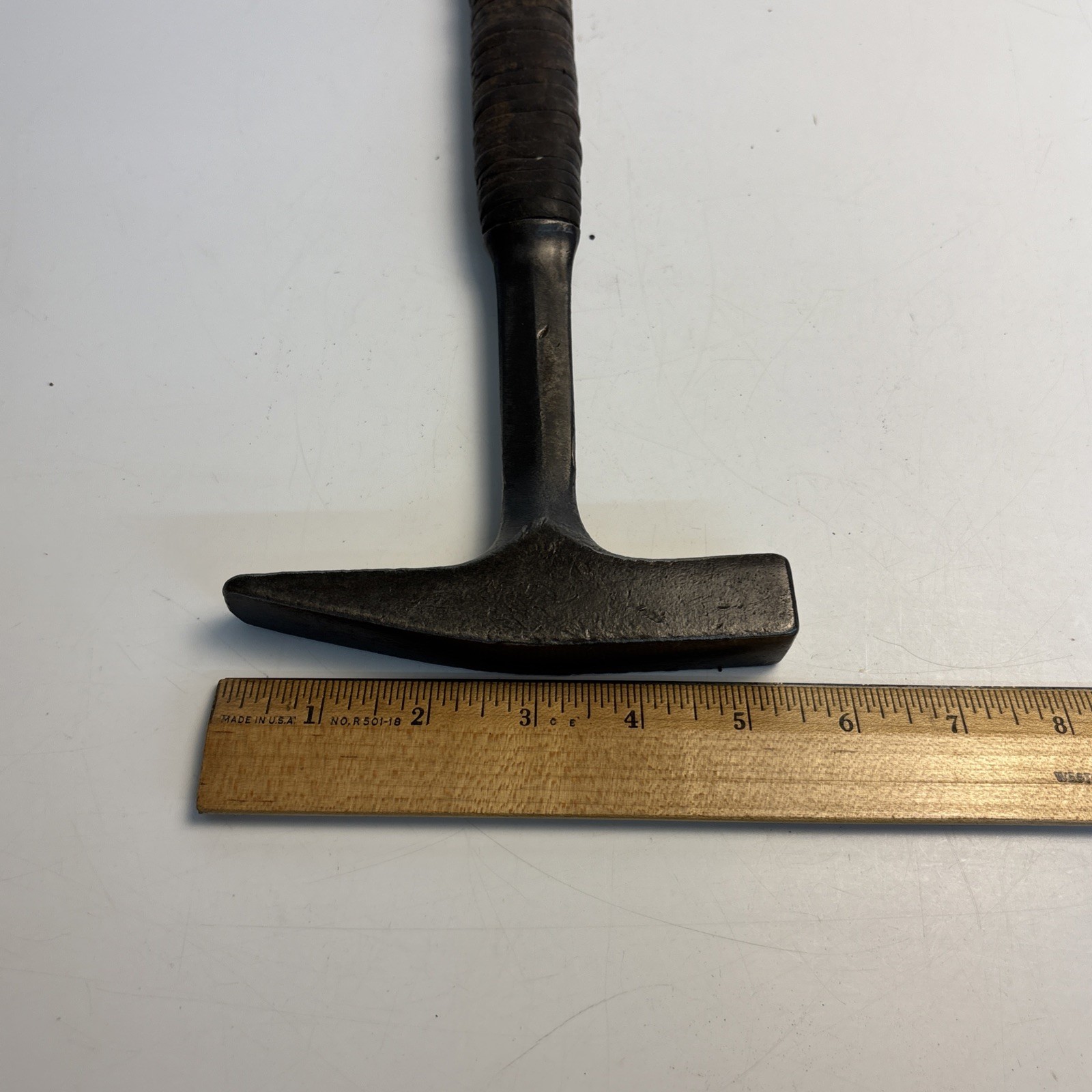 Vintage Malco Sheet Metal Setting Hammer 18 oz Leather Handle USA